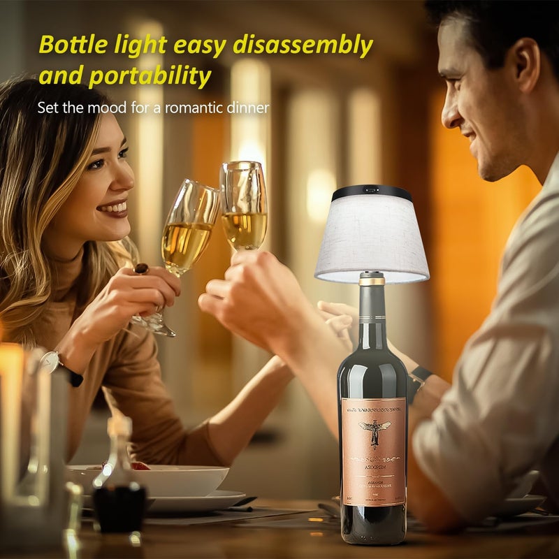 Hoide Store 2025 New Bottle Lamp - LED Bottle Lights for Liquor & Wine Bottles, Cordless Lampshade, Whiskey Bottle Top Light, Bottle Stopper Night Light Kit, Beige Fabric - Image 5